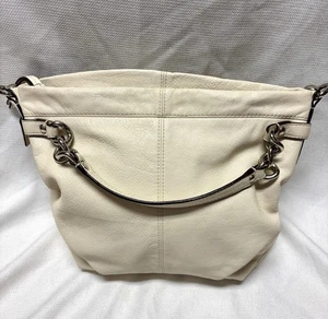 Coach Leder Brooke Hobo Schulter/Handtasche Reißverschluss Umhängetasche Handtasche Z27744 Knochen - Bild 1 von 15