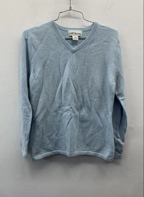Suéter Croft & Barrow para mujer azul claro vintage Y2K 100 % cachemir cuello en V S Foto 1 de 3