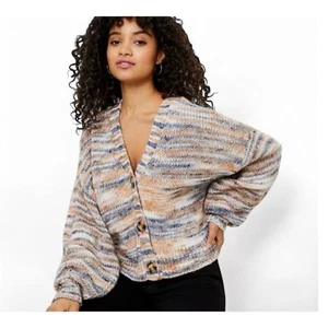 Ann Taylor LOFT Ribbed Knit Slouchy Relaxed Modern V-Neck Cardigan Size M NWT - Picture 1 of 10