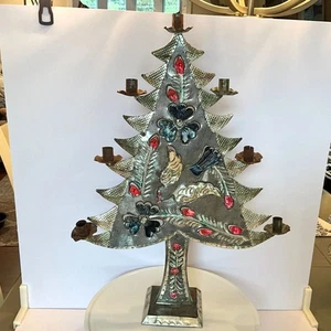 Wunderschöne Vintage Stanzdose Pressdose Volkskunst Metall Weihnachtsbaum Mexiko - Bild 1 von 11
