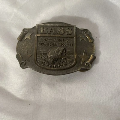 VTG 80’s Bass Anglers Sportsman Society Belt Buckle Brass USA MADE  Item#420 - Image 1 of 3