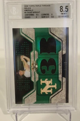 Topps Triple Threads Relics Emerald #3 2008 David Wright/10, BGS 8,5 Pop 1 Foto 1 de 3