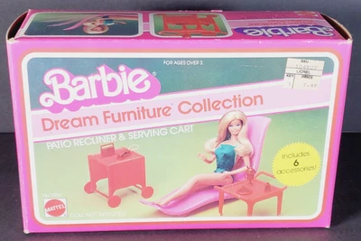 NEW VTG 1982 Barbie Dream Furniture Collection Patio Recliner & Serving Cart - Image 1 of 4