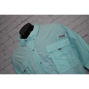 Columbia Men Size 5XB BIG PFG Performance Fishing Gear Shirt Vented Nylon Blue - Picture 1 of 8