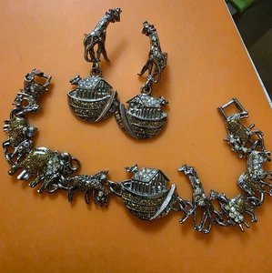 Arche Noah Charm Slide Armband Ohrringe Set Silberfarben - Bild 1 von 6