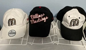 Vintage Lot Of 3 Billings Mustangs MiLB Baseball Caps Black White Strapback Hats - Picture 1 of 17