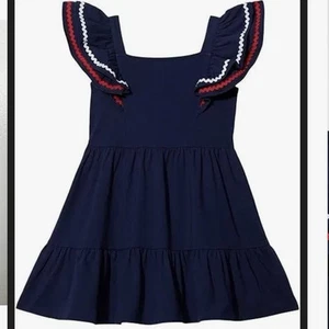 Janie and Jack Americana Ric Rac Ruffle Dress size 8 girls Navy Nautical Marine - Picture 1 of 5