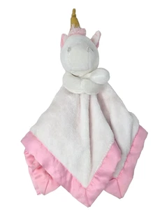 Carter's Baby Unicorn Lovey White Fleece w/ Pink Satin Trim Security Blanket - Picture 1 of 5