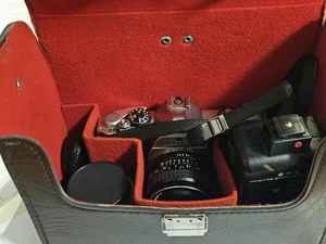 Pentax MX analoge Spiegelreflexkamera  mit 2 Objektiven , Blitzlicht und Tasche - Bild 1 von 7