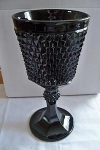 Black Tiara Glass Diamond Point Apothecary Jar Urn. 11” w/ Replacement Lid - Picture 1 of 8
