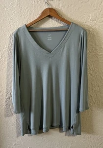 J. Jill Pima Cotton T- Shirt Women’s Large Green V-Neck 3/4 Sleeve - Bild 1 von 7