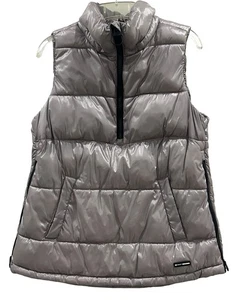 DKNY SPORT Mauve Quilted Puffer Vest S 1/2 Zip Jacket Small 24.5" Length - Picture 1 of 7