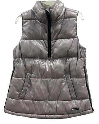 DKNY SPORT Mauve Quilted Puffer Vest S 1/2 Zip Jacket Small 24.5" Length - Image 1 of 4