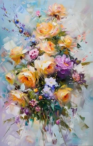 Arte para el hogar decoración de pared impresión rosa flor abstracta pintura al óleo lienzo impresiones - Imagen 1 de 7