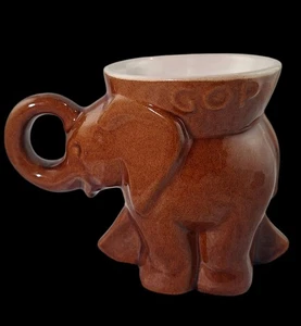 Maceta Frankoma vintage 1974 marrón GOP elefante cerámica esmaltada - Imagen 1 de 13