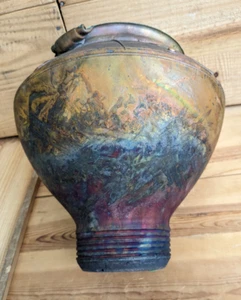 Signed George Whitten Iridescent Metal Raku Studio Art Pottery Vase Urn 10.5" - Picture 1 of 10