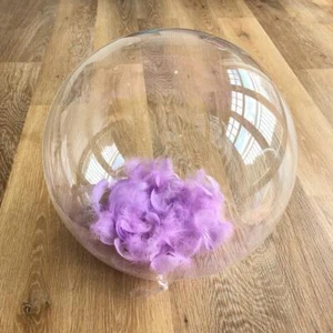 Brand New 24" Clear Bubble BoBo Round Balloons Filled With Lilac Feathers - Picture 1 of 1