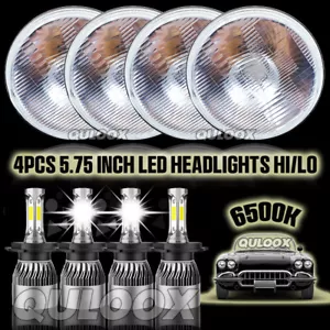 4Pcs 5.75" Chrome LED Headlights Hi/Lo Sealed Lamp for 1958-1960 Edsel Ranger - Picture 1 of 21