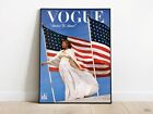 Vintage Vogue Cover, United We Stand, Wall Art, USA, American Flag, Canvas Print