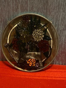 Joan Baker Stained Glass Flowers in Watering Can Sun Catcher 4.5" Hand Painted - Picture 1 of 2