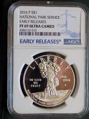 2016-P National Park Service $1 NGC PF69 ULTRA CAMEO EARLY RELEASE - Image 1 of 2