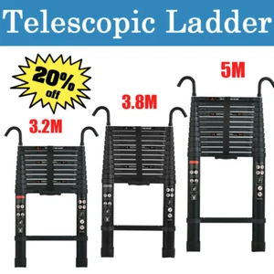 Portable Multi-Purpose Aluminium Telescopic Ladder Extendable w/ Hook 20.35FT - Picture 1 of 16