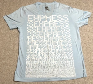 Men's Vintage Express Spell Out Baby Blue & White T-Shirt Size Medium - VGUC - Picture 1 of 7