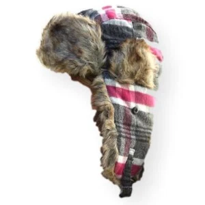 Maroon Russian style ushanka trapper hat - Size 58cm (Medium/ Large) - Picture 1 of 3