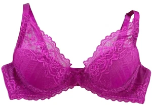 NEW TRIUMPH FUCHSIA PINK DARLING LACE UNDERWIRE PLUNGE BRA 34A - Picture 1 of 3