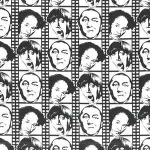 Three Stooges Stoff Moe Larry lockige Gesichter schwarz & weiß Sammlerstück 18"x24" - Bild 1 von 1