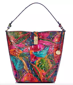 NWT Brahmin Melbourne Collection Lush Shira Crocodile-Embossed Bucket Bag - Picture 1 of 10