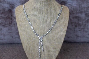 20" Swarovski Zirconia J Francis Platinum Plated Sterling Silver Necklace - Picture 1 of 1