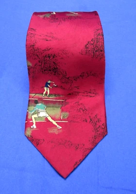 Corbata de cuello vintage RESILIO para hombre rojo granate para jugar partido de tenis 100 % seda tejida Foto 1 de 4