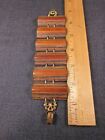 Pretty wide layered wooden statement bracelet gold tone clasp rings 7.5" long