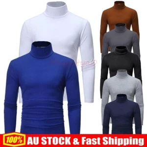 Men's Turtleneck Long Sleeve T-Shirt Slim Fit Pullover Top Winter Thermal Shirts - Picture 1 of 12