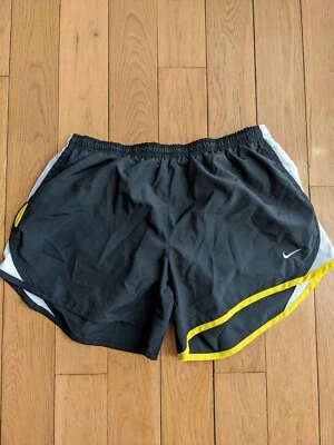 Nike Dri Fit Lined Running Shorts Girls XL Black Yellow White Livestrong - Image 1 of 4