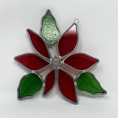 Ручной работы витраж пуансеттия цветок Рождество Suncatcher окно декор - Изображение 1 из 4