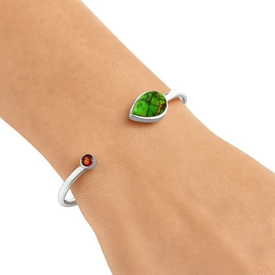 Brazalete Brazalete Premium Matriz Verde Turquesa y Granate Plata 925 B-1004 Foto 1 de 4