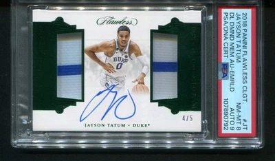 2018 Panini Flawless Collegiate Jayson Taytum Emerald Dual Patch Auto 4/5 - Image 1 of 2