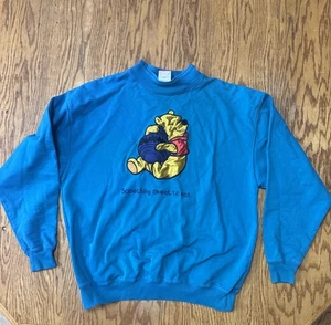 Vtg Disney WINNIE THE POOH Sweatshirt  Size Large Blue Teal Mickey - Picture 1 of 5