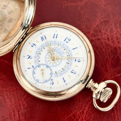 Spectacular Fancy Dial 1896 Waltham Model 1888 GF Hunter Pocket Watch Serviced - Image 1 of 4