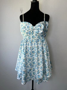 Altar’d State Bow Sleeveless Fit & Flare Dress Floral Spring Coquette Medium - Picture 1 of 12