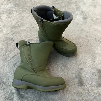 Botas de nieve de invierno Lands' End verdes jóvenes niños grandes talla 3 Foto 1 de 4