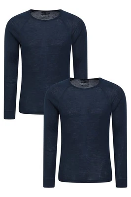 Mountain Warehouse Mens Round Neck Base Layer Cosy Long Sleeve Merino Top 2 Pack - Image 1 of 4
