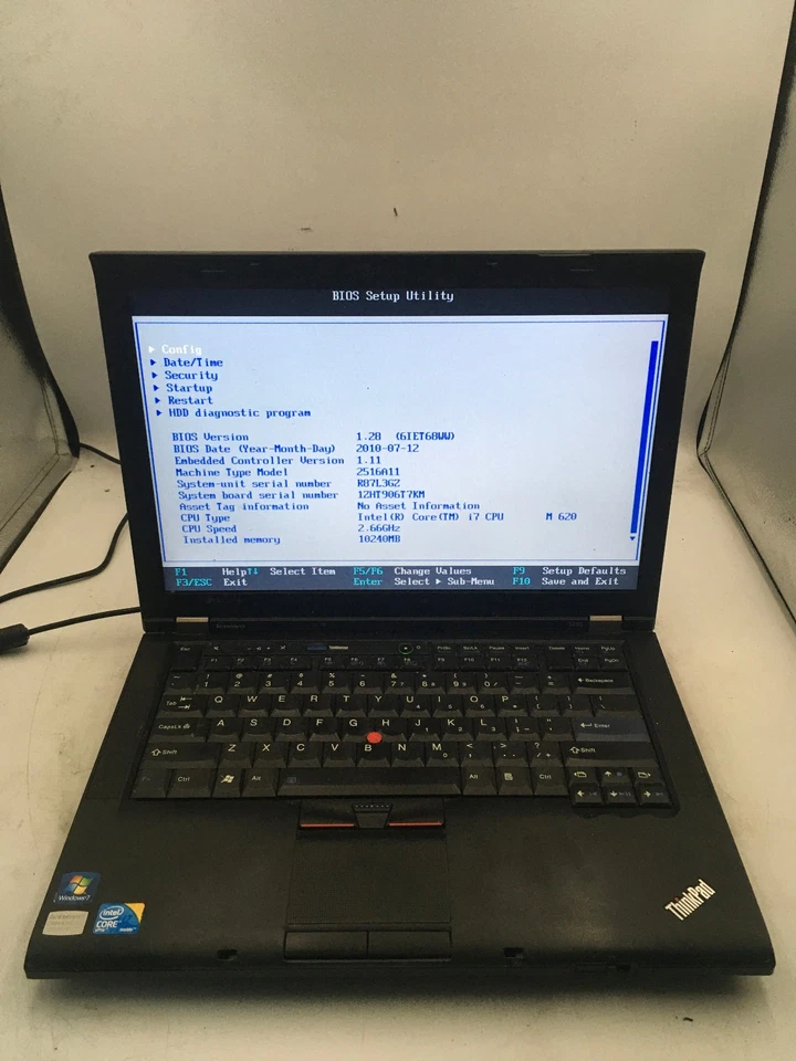 LENOVO THINKPAD T410 - BOOTS TO BIOS - INTEL I7 M620 - 10GB RAM - 14" - READ -BB - Image 1 of 4