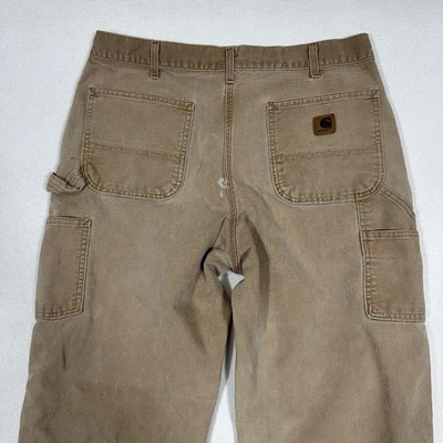 VTG Carhartt Pants Mens 36x34 Brown Dungaree Fit Canvas B11 BRN Work Pants USA - Image 1 of 4