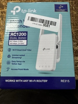 NEW/SEALED! TP-Link RE315 AC1200 OneMesh Wi-Fi Range Extender - Image 1 of 4