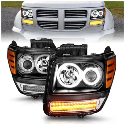 Faro izquierdo y derecho Anzo 111145 para Dodge Nitro 2007-2011 carcasa negra Foto 1 de 4
