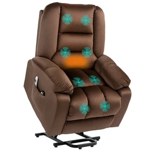 HOMCOM Lift Chair with Vibration Massage, Heat, Quick Assembly, Brown - Picture 1 of 11