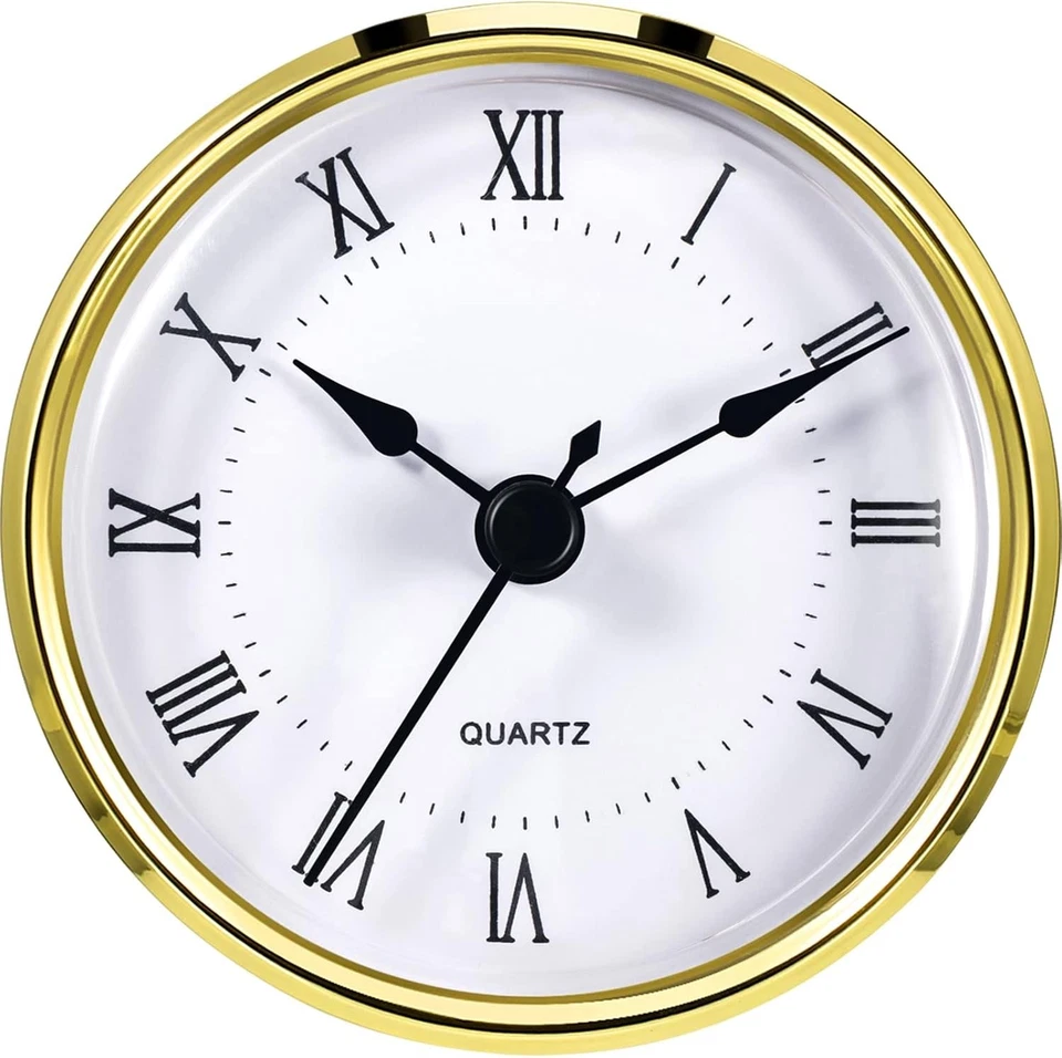 Hicarer 3-1/8 Inch 80 Mm Clock Insert With Roman Numeral Quartz Movement Gold
